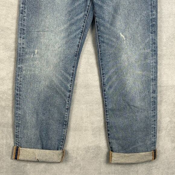 Madewell Jeans Womens 28 Blue Rail Straight Kaihara Denim Cuff Stretch Pockets - Picture 3 of 14
